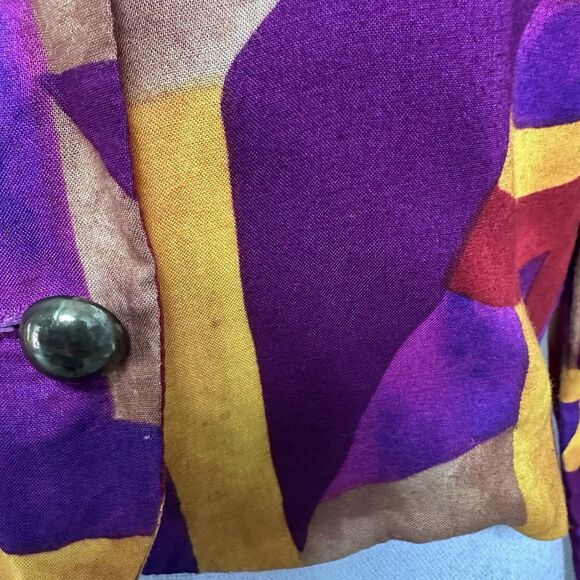 Vintage Susan Graver Abstract Rayon Blouse Geometric Print USA Made P-M - Picture 12 of 14